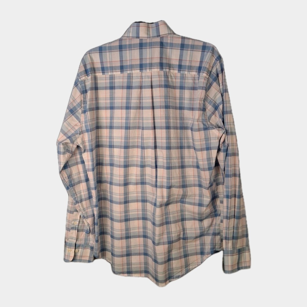 Peter Millar Men's Large Long Sleeve Plaid Stretch Shirt Blue White - Picture 5 of 14